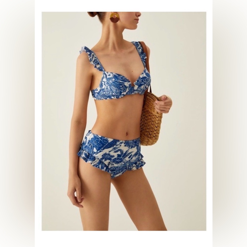 NWT Blue and White Ruffle Bikini